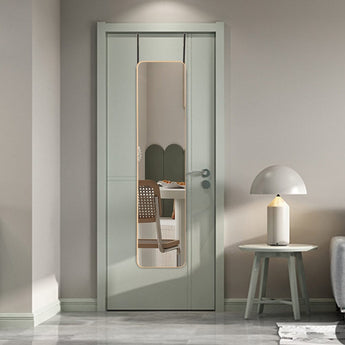 Full-length door-hanging mirror with rounded edges and gold-toned frame
