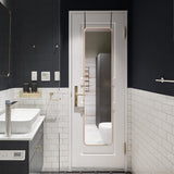Door-hanging full length mirror with rounded corners and gold-toned trim