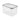 Clear small kitchen food storage container with hinged gray lid