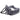 Dark gray dog car seat bed with adjustable straps and soft white inner cushion