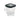 Pet food storage bucket with black lid and measuring cup, clear container