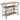 Wood-and-metal rolling serving cart, black frame, bottle storage and wine glass racks