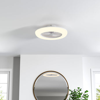 Deckenventilator mit 3-Farb-LED-Licht, kompakte weiße Deckenmontage mit Lüfterrad