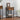40cm wide wooden side table with drawer, black metal frame and shelf