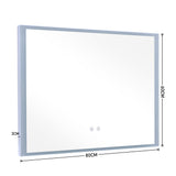 LED-Spiegel Maße: 80 cm Breite, 60 cm Höhe, 3 cm Tiefe