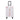 White cosmetic trolley case front view with telescoping handle and rose-gold hardware
