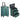 Dark green 3-in-1 cosmetic trolley case open with top tray and drawer sections