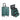 Dark green cosmetic trolley case with open compartment and size measurements
