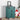 Dark green 3-in-1 cosmetic trolley case with telescoping handle and front latches