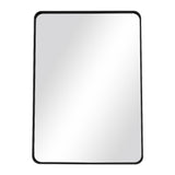 Rectangular wall mirror with black metal frame and rounded corners, 50cm