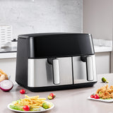 6.5L+3.5L dual basket air fryer with touchscreen display and two pull-out handles