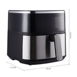 6L air fryer Black with silver front, side handle, and front control area