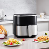 6L air fryer Black with silver front drawer and side handle