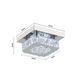20cm square crystal ceiling light dimensions: 21cm W, 10cm H, 18cm base
