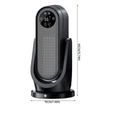 PTC space heater dimensions diagram, black body with control panel