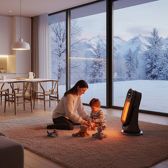 PTC space heater standing unit with glowing heat panel
