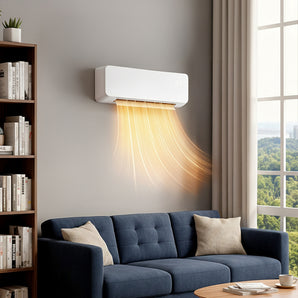 Wall-mounted PTC electric heater with warm air outlet, white body