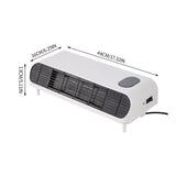 Electric heater dimensions 44cm x 16cm x 13cm with vented front grille