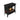 Black freestanding electric fireplace heater with top lid and front vent grille