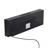 Wall-mounted electric fireplace rear view with vents, mounting points, and power cord