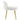 White teddy-fleece accent stool with round seat, arm-like back, and gold legs