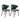 Two upholstered dining chairs in green, rounded backrest, cushioned seat