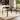 Rectangular tempered glass dining table with dark top and black metal legs