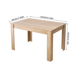 Modern dining table 120x80 cm, original wood, rectangular tabletop