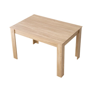 Rectangular wooden dining table, light oak tone, simple modern design