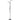 Double-headed black floor lamp with two white globe shades and visible cord detail