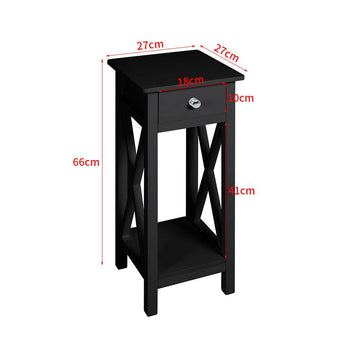 Console table dimensions: 27cm wide x 66cm high, drawer height 10cm