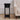 Black wooden slim console table with single drawer and open base shelf, silver handle