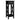 Black wooden console table with one drawer, silver knob, open X-legs