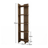 Brown corner rack dimensions: 170cm tall, 45cm wide, 22cm depth, 5 tiers