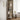 5-tier corner shelf in light wood with five open shelves and corner posts