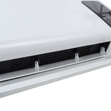 Close-up of wall-mounted heater vent grille and internal airflow openings