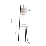 Metal tray table floor lamp size diagram with linen shade and slim black legs