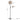 Black floor standing lamp with two adjustable fabric shades and curved arm mounts