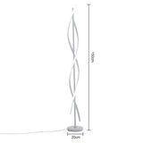 Modern LED-Stehlampe, weiße Ausführung mit Maßen: 150 cm hoch, 20 cm Fußbreite