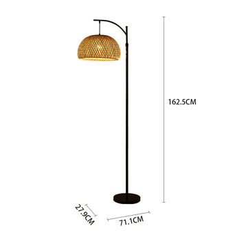 Woven rattan floor lamp, 162.5cm height; 71.1cm width; 21.9cm base