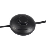 Black inline foot switch for floor lamp with round textured control and cord