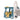 Bus-themed playset with blue body, yellow details, and white swing/slide side panels