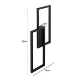 Rectangular LED wall light, black frame; 60cm tall, 23cm wide, 5cm depth
