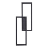 Rectangular LED wall light with black inner shield and tall clear acrylic panels