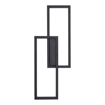 Rectangular LED wall light with black inner shield and tall clear acrylic panels