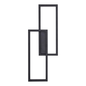 Rectangular LED wall light with black inner shield and tall clear acrylic panels
