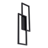 Wall-mounted rectangular LED light in black, side view of frame and diffuser