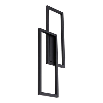 Wall-mounted rectangular LED light in black, side view of frame and diffuser