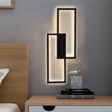 Industrial rectangular LED wall light with two stacked illuminated panels, black frame