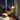 Amber glass dome 2-in-1 floor lamp with arched frame and side shelf table